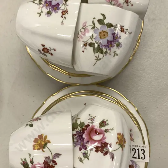 Seven RCD Posy Decorated Tea Cups And Saucers