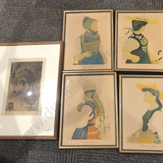 Etching of The Moultoy Memorial and Set of Four Prints