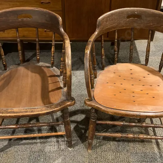 Pair Oak Office Tub Chairs