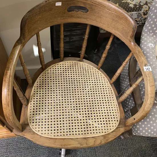 Edwardian Oak Swivel Chair on Later Chrome Base