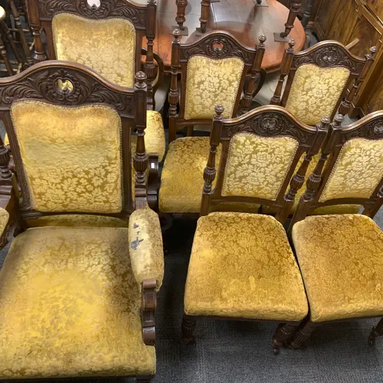 Set of Six Victorian Oak Parlor Chairs