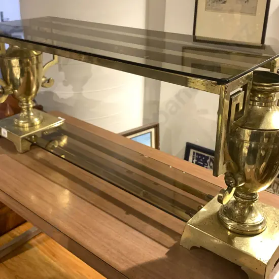 Cast Brass and Smoked Glass Coffee Table