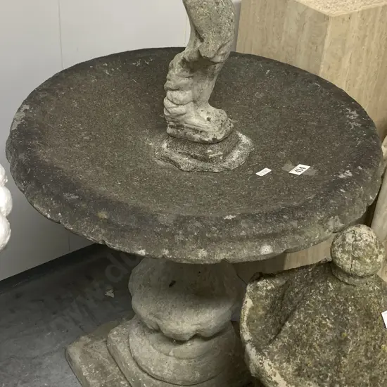 Garden Bird Bath With Young Girl to Top