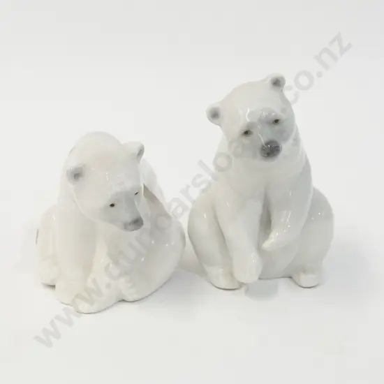 Two Seated Lladro Polar Bears