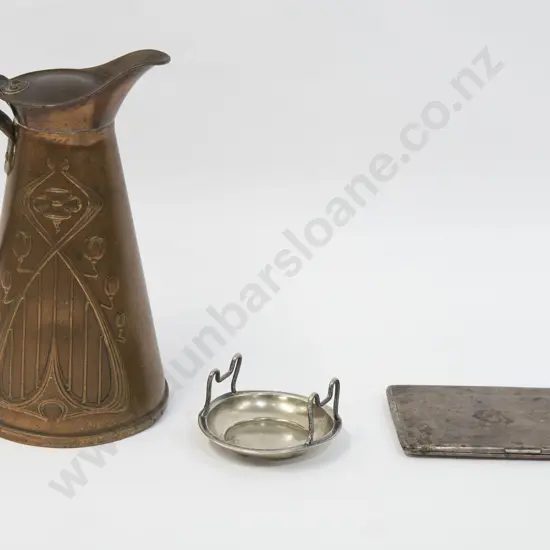 S/S Card Case together with Art Nouveau Copper Jug and other