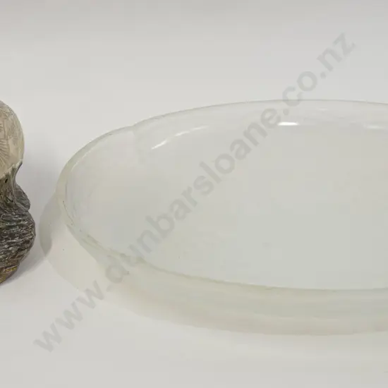 Opalescent Julien Art Glass Dish together with Decorative MOP Shell (Both AF)