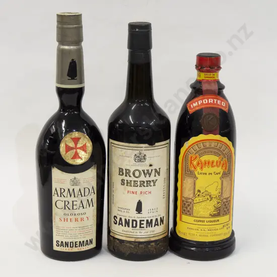 Two Bottles of Sherry with Bottle of Kalua (opened)