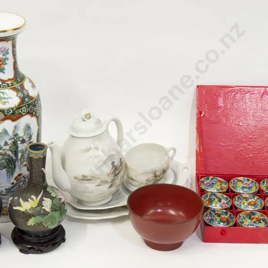 Small Box of Asian Vases and China