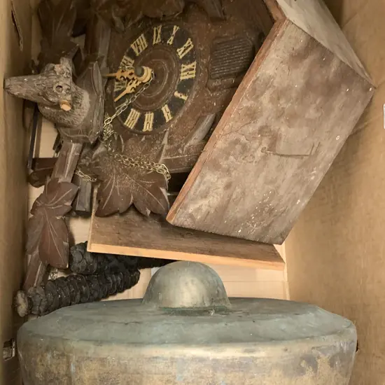 Vintage Gong together with Carved Clock (AF)