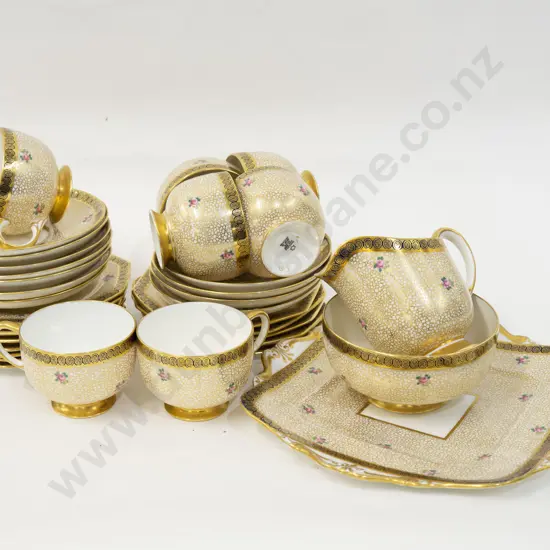 Gilt and Floral Decorated Part Tea Service