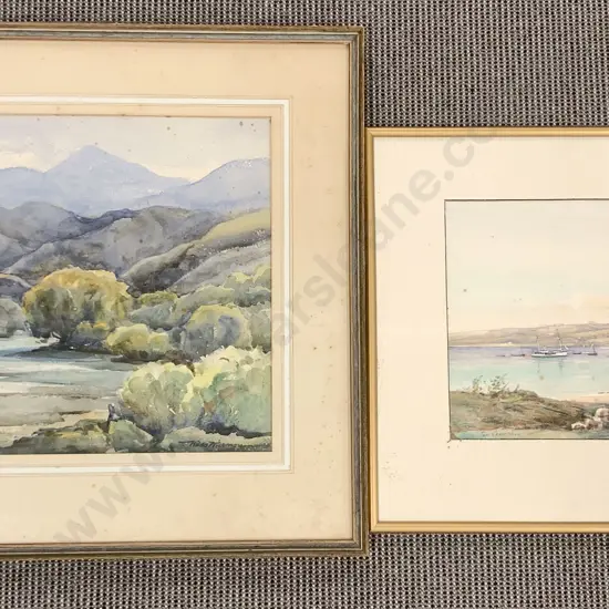 Two Watercolor Landscapes by Hilda Wiseman and Tom Campbell