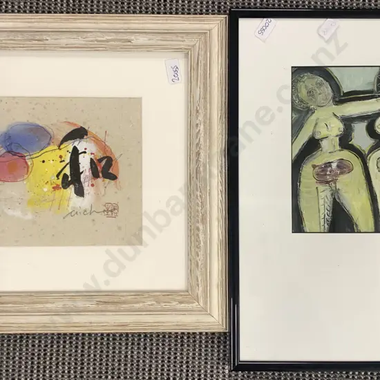 Jennie Prosser "One" Nude Study Together With Framed Abstract Work