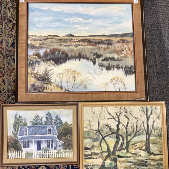 Three Oil on Board Artworks Including Eleanor Barker Cottage Study