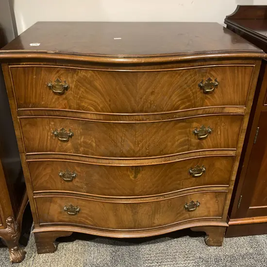 Serpentine Front Four Drawer Chest of Drawers