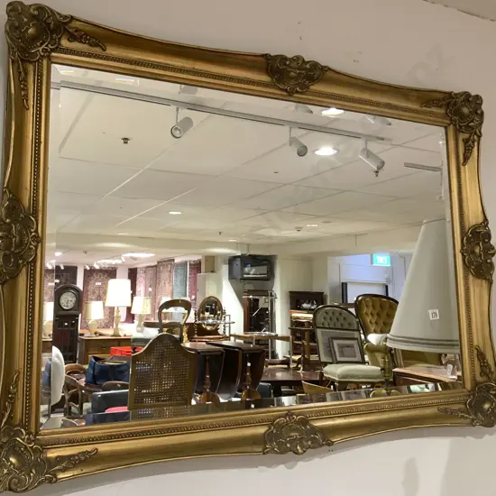 Rectangular Gilt Framed Bevelled Edge Wall Mirror