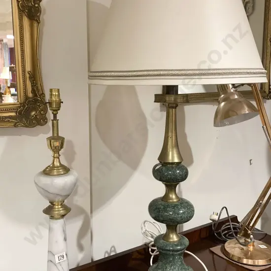 Two Brass and Marble Lamps