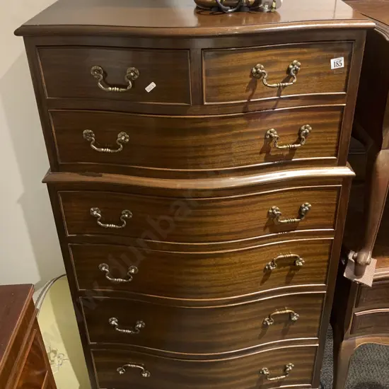 Serpentine Front Mahogany Tall Boy