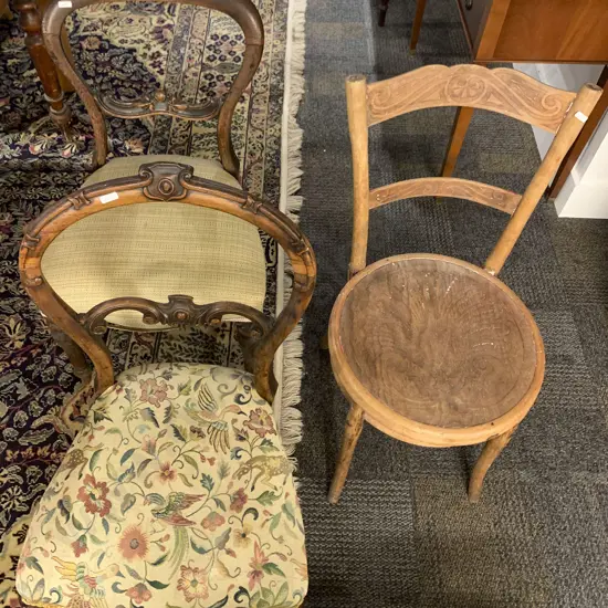 Bentwood Chair Together With Two Balloon Back Chairs