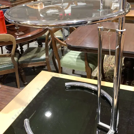 Modernist Design Chrome and Glass Circular Side Table