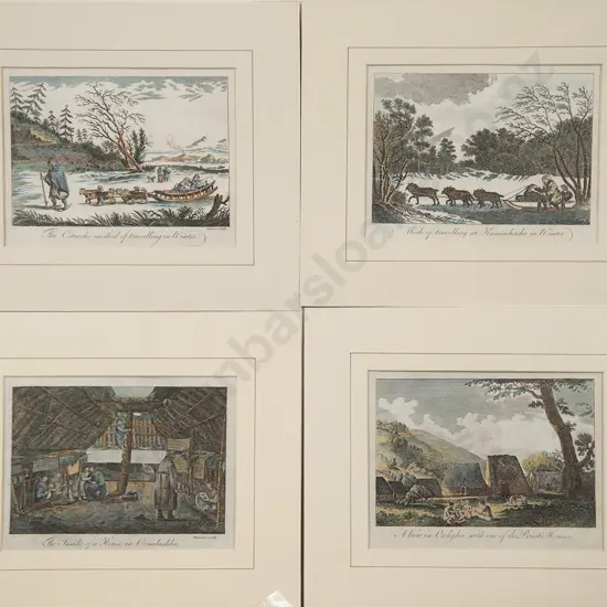 Four Small C18th Coloured Engravings
