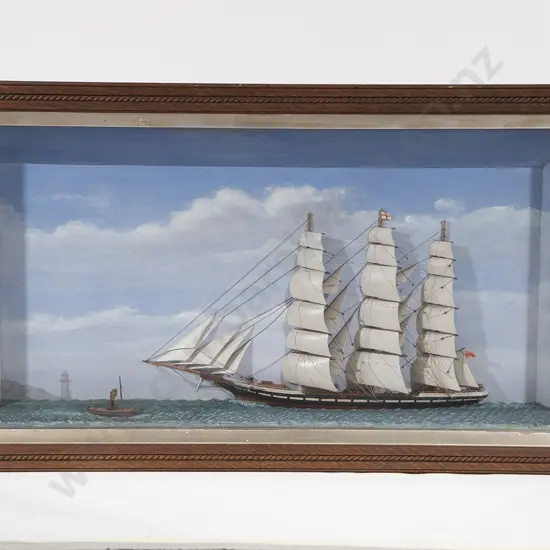 Diorama Of A Three Masted Sailing Ship