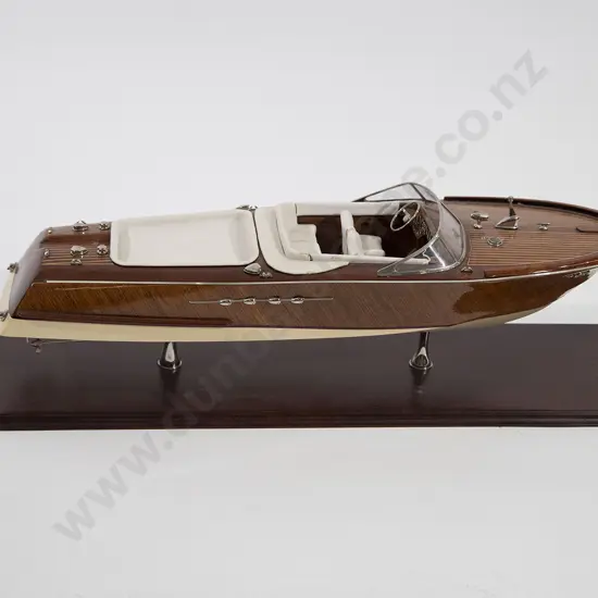 Model of a Vintage Motor Boat on a mahogany stand