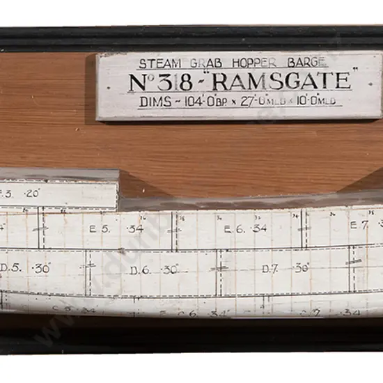 Half Hull Model Of Steam Grab Hopper Barge No 318 Ramsgate