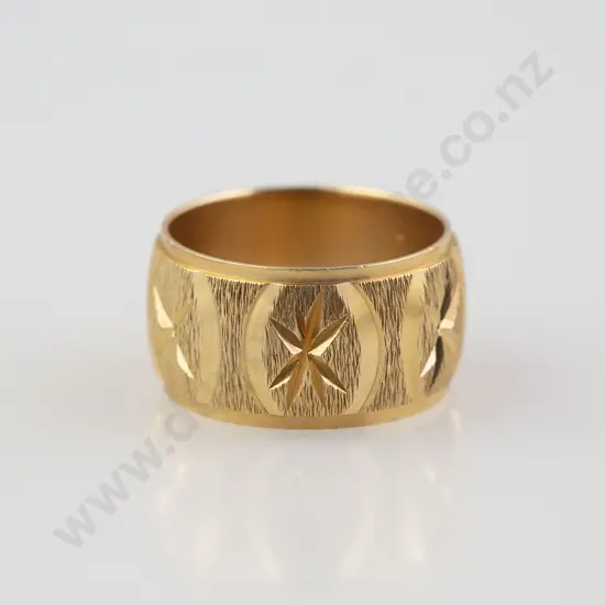 14ct Fancy Bright Cut Wide Band Ring