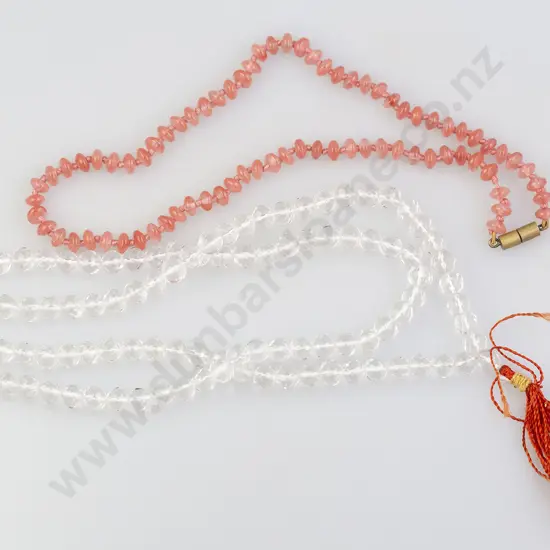 Single Uniform Crystal Bead Necklace and Pink Tourmaline Necklace