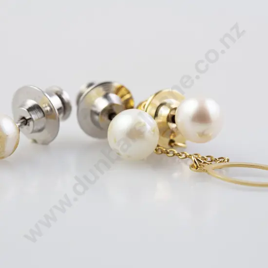 Three Cultured Pearl Tie Tacks