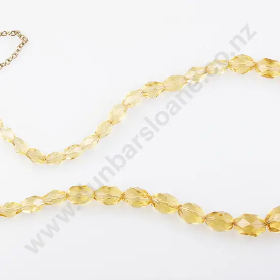 Vintage Graduated Citrine Crystal Faceted Bead Necklace