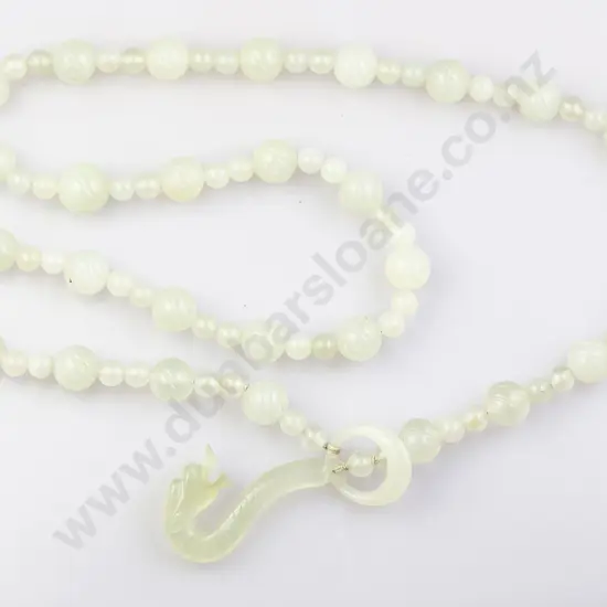 Celadon Serpentine Bead 'Dragon' Necklace