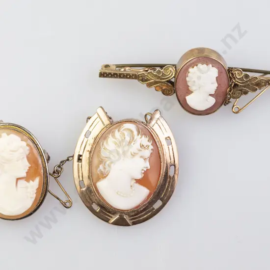 Two 9ct Classic Portrait Cameo Brooches