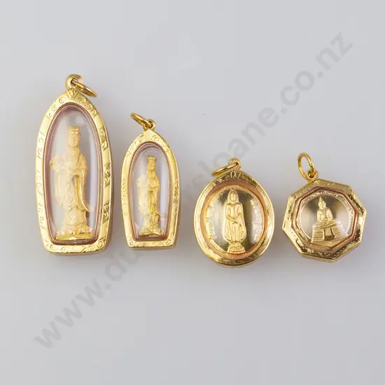 Four 18ct Thai Amulet Pendants