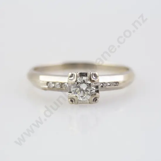 14ct White Gold Solitaire Diamond Ring