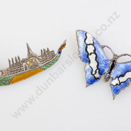 Two Silver and Enamel Brooches