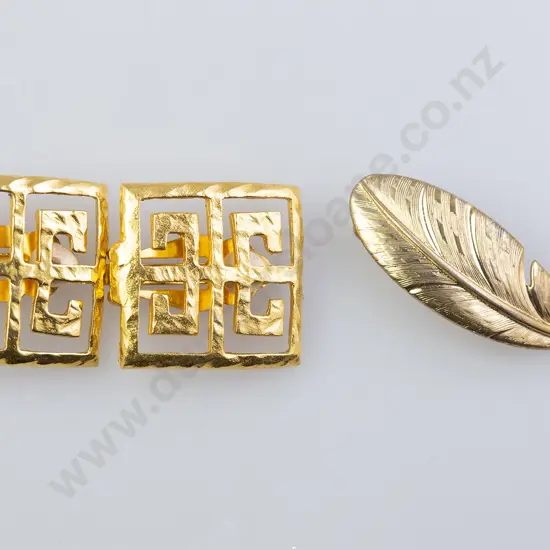 Vintage Givenchy Earrings and Dior Leaf Brooch