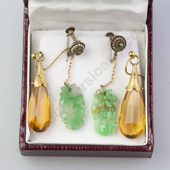 Pair Citrine Pendant Drop Earrings