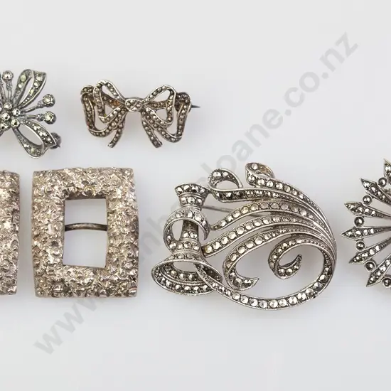 Four S/S Marcasite Brooches