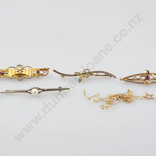 Three Victorian Gold Bar Brooches