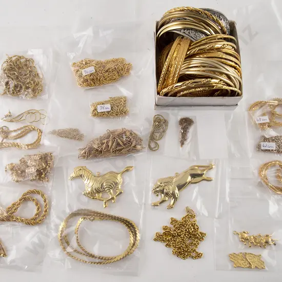 Qty Mixed Gold Plated Neck Chains and Bangles