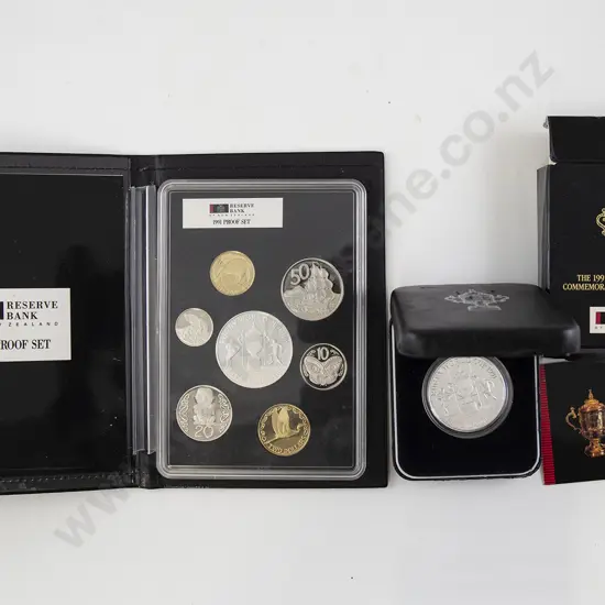 NZ 1991 Proof Coin Set and Silver Five Dollar