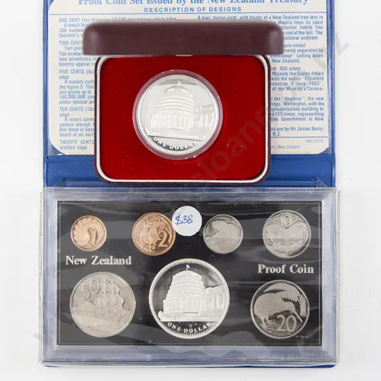 NZ 1978 Proof Coin Set and Silver Dollar
