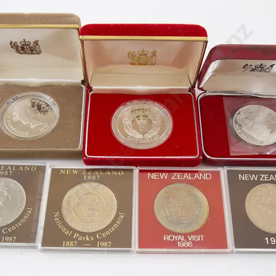 Three NZ Silver Proof Dollars and Unc