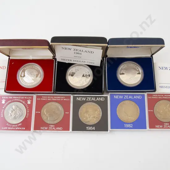 Three NZ Silver Proof Dollars and Unc