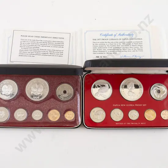 PNG 1975 and 1977 Proof Eight Coin Sets