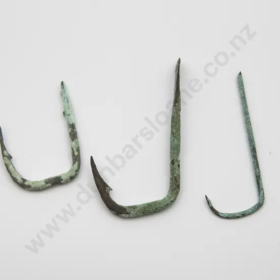 Three iron fish hooks