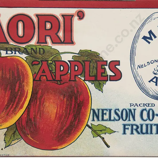 A Rare Maori Apples brand apple crate label