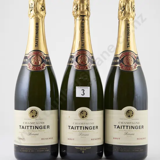 3 bottles NV Taittinger Brut Reserve Champagne