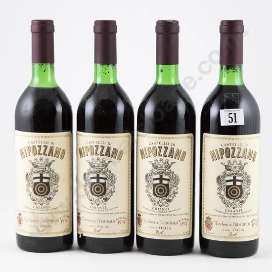 4 bottles 1974 Marchesi Frescobaldi Castello di Nipozzano Chianti Rufina Riserva